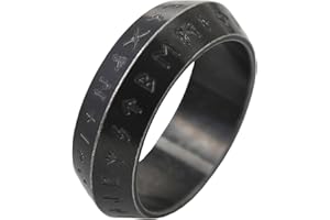 VELESAY Anillos Hombre Runas Vikingos Anillo Acero Inoxidable Hombre Anillo Nórdico Runas Anillo Vintage Gotico Retro Anillo Punk Biker Vikingo Anillos Joyería Religiosa Vikinga Anillos