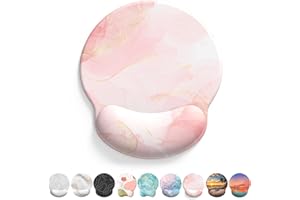 Giecy Alfombrilla Ratón Reposamuñecas,Gaming Mouse Pad Ergonómica con Apoyo de Gel,Alfombra Raton para Ordenador,reposamuñecas Raton con Base de PU Antideslizante(Mármol Rosa)