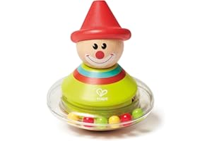 Teeter-Totter Toy, Sustainable Wood, Hape “Roly-Poly Ralph”, Colourful Clown Figure With Spinning Colour Beads. 0+ months