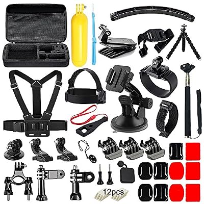 Soft Digits Accessoire pour Gopro, Soft Digits 50 en 1 Kit d'Accessoire pour Gopro 5 4 3+ 3 2 1, Xiaomi Yi VicTsing IceFox Apeman ODRVM DBPOWER, Accessoires en Parachutisme Natation Surf Ski Escalade Courir Vélo
