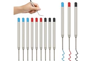 WRTEEASE 9 X Pen Refills for Parker Ballpoint Pens,Replaceable Metal Ballpoint Pen Refills Smooth Writing 9.9cm Long Medium Size 0.7 Nib Compatible with All Parker Ballpoint Pens(9 Pack Black Red Blue)