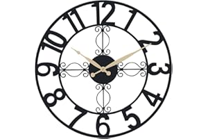 OCEST Outdoor-Wanduhr, 45,7 cm, wasserdicht, große Ziffern, großes offenes Zifferblatt, große Outdoor-Gartenwanduhr, Schwarz