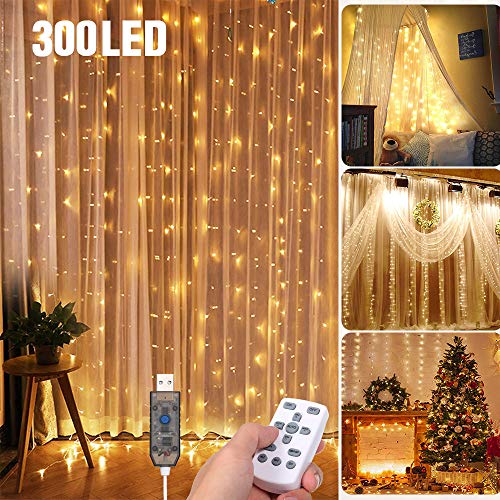 300 Leds Lichterkettenvorhang 3m 3m Ip65 Wasserfest 8 Modi