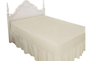 STERLING MILL LUXURY PERCALE 200 THREAD COUNT EXTRA DEEP FITTED VALANCE SHEET (Super King, Cream/Ivory)
