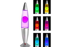 GORYEEFINE Updated 16Inch Non-Buble Lava Lamps, LED 7 Color Changing Liquid Motion Lamp, Safe DC Powered Lava Lamp, Night Lights for Kids Adults, Home Decor,Relaxing Lamp for Gift(Purple/Pink)