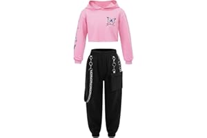 iiniim Mädchen Sport Kleidung Set Jogginganzug Schmetterling Druck Sweatshirt + Cargohose Kinder Sport Trikot Hip Hop Kleidung Street Dance Outfits Gr.98-176