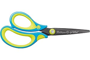 ‎PELIKAN Pelikan griffix Schulschere spitz, Schere für Linkshänder, Neon fresh blue, 1 Stück