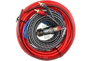 MOCNT Kit de Cableado Amplificador de Automóviles 10 Guage GA AWG Audio Subwoofer Cable de Instalación Coche RCA Cable de Alimentación Alambre AGU Fusible 1500W