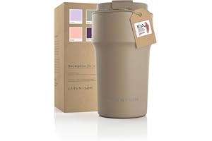 LARS NYSØM Kubek termiczny do kawy na wynos 500ml | Kubek podróżny 0,5 litra z izolacją | Szczelny kubeczek termiczny ze stali nierdzewnej do kawy i herbaty w podróży (Taupe Brown, 500ml)