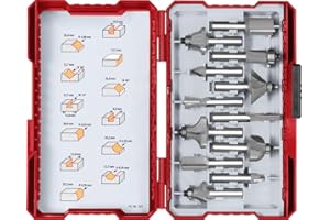 kwb 12-częściowy zestaw frezów Ø 8 mm, z twardego metalu z precyzyjnym chwytem naprężającym i zoptymalizowaną geometrią cięcia dla dokładnego obrazu frezowania