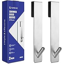 Extended Shower Door Hooks 2-Pack – Over-The-Door Towel Hooks For Frameless Glass Doors (7.16", Black) - View #5