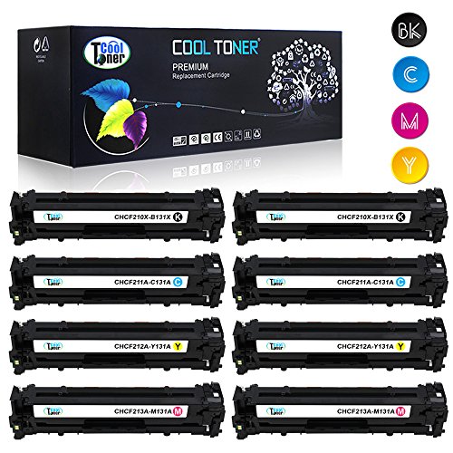 Cool Toner 8 Pack kompatibel toner für 2*( CF210X CF211A CF212A CF213A ) für HP LaserJet Pro 200 color M251n M251nw, MFP M276n M276nw,Schwarz 2.400 Seiten, Color je 1.800 Seiten (131A 131X)