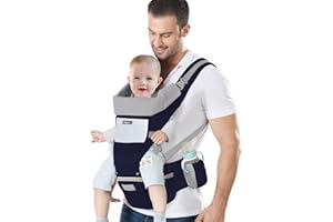 IULONEE Portabebés para recién nacidos, ergonómico, con asiento de cadera, multifunción, Dorsal Ventral, para niños pequeños de 3 meses a 3 años (3-20 kg), color azul oscuro