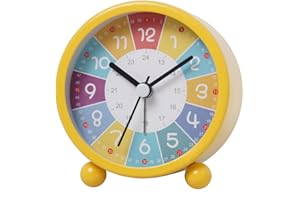 kyaoayo Digital Kinderwecker,3 Zoll Frühes Lernen Metall Kleiner Wecker Student Learning ，Silent Desktop Clock Cartoon Luminous Quartz Clock，Geeignet für Kinder Zimmer Klassenzimmer (Gelb)