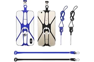 FineGood Lot de 4 Phone Lanyards Cordons universels pour téléphone Portable avec Anneaux élastiques en Silicone