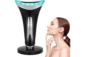 ‎BESTAUTY Bestauty Smartes Elektrisches Gesichtsmassagegerät – 3 Modi, 45°C EMS & Gua Sha Funktion, Multicolor LED, Anti-Falten & Hautstraffung für Gesicht & Hals, Lifting & Pflege in Einem(Schwarz)