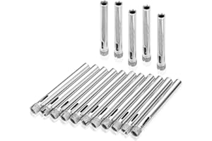 JTENG Fliesenbohrer Glasbohrer Diamantbohrer 15 Stück 6mm Hohlbohrer mit Diamant-Beschichtung Kohlenstoffstahl, Lochsäge für Keramik, Granit, Glas, Porzellan, Fliesen