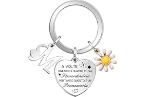 Hcvone Iniziale Margherita Portachiavi Per Le Donne Ragazze Amicizia Figlia Compleanno Ispirazione Regali Regolabili Ciondolo Con Lettera Colore Argento Portachiavi Gioielli