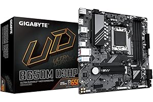 GIGABYTE B650M D3HP Scheda madre - AMD Ryzen serie 9000, VRM a 5+2+2 fasi, fino a 7600 MHz DDR5 (OC), 2xPCIe 4.0 M.2, LAN 2,5 GbE, USB 3.2 Gen 1