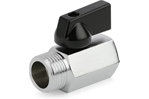 MEWTUSH Mini Valvola a Sfera in Ottone Femmina, Mini Valvola a Sfera 10629, 1/2" Ig X 1/2" Ag,Cromato, Rubinetto Di Chiusura per Doccia, Bagno, Cucina, Camper, Facile Da Installare E Resistente