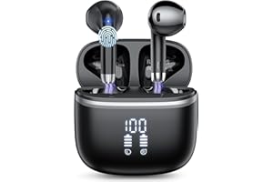HOIFA Bluetooth 5.4 Kopfhörer,In Ear Kopfhörer Kabellos Bluetooth,50H Spielzeit mit LED,Kabellose Kopfhörer mit 4 ENC Mic,IPX7 Wasserdicht in Ear Ohrhörer für Arbeit/Freizeit/Studium,Schwarz