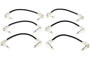 Hosa IRG-600.5 Low-Profile Right Angle Guitar Patch Cable, 6 Inch (6 Pieces), Black