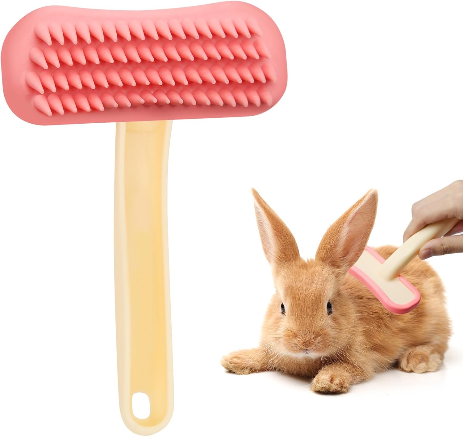 Cepillo para conejos, peine masajeador de silicona suave para animales pequeños, práctico cepillo para conejos para el aseo, kit de aseo para conejos, suministros adecuados para gatos, cachorros