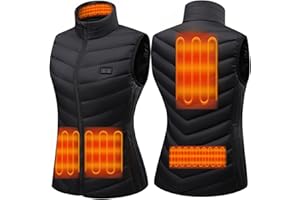 Monave Chaleco Térmico Mujer, Chaqueta Térmica Profesional con 5 Elementos Calefactores de Grafeno 3 Niveles de Temperatura Control de Doble Botón para Moto Pesca Actividades al Aire Libre Negro