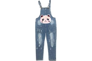 Peacolate 3-14Years Liitle Big Girls Overalls Jumpsuit&Rompers Blue Denim Adjustable Strap Sequin Jeans Pants