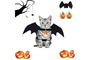 DONGSZQ Costume de Chien de Chauve-Souris, Ailes de Chauve-Souris de Chat, Vêtements Cosplay Bat avec Citrouille Halloween Cloche Idéal pour Chien Chat Halloween Cosplay Party