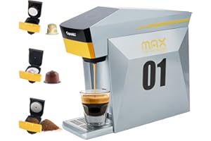 HAILASRE Machine à Expresso Multifonctionnelle 3 en 1, 19 Bar, pour Capsules Nespresso Original/L'OR/Dolce Gusto/Café Moulu (Gris)