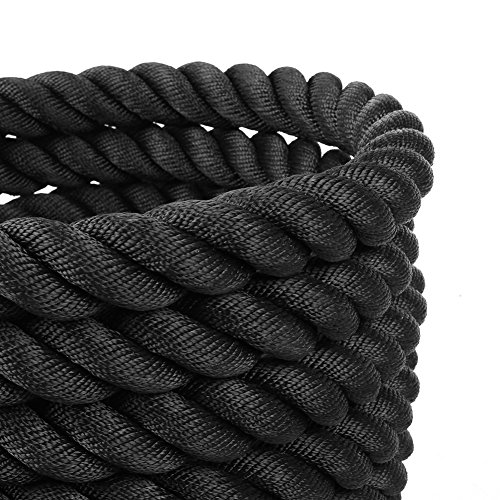 FEMOR Battle Rope 9/12/15M Schwarz Fitness ∅ 3.8cm Tau Trainingsseil für Sprung- Kletter- CrossFit-Training, Kraftausdauer und Tauziehen Schlagseil Schlangenseil Schwungseil – mehr Stabilität - 7