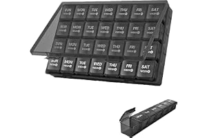 DTXLX stor pillerask 1 st 28 dagar svart | Stor 28 dagars piller arrangör, månads-pillerbox organisatör, dammtät tablettorganisatör, medicinering organi