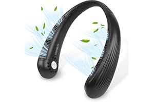 LYMYBETY Portable Neck Fan, Rechargeable Hanging Bladeless Hands Free Fan with 3 Speeds, 3000 mAh Battery Operated Wearable Personal for Men Women Kids Home Office Travel Outdoor (Black)