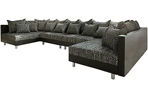DELIFE Couch Clovis XL Schwarz Wohnlandschaft erweiterbares Modulsofa