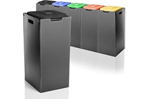 BigDean Müllsackständer Schwarz 80L mit Sichtschutz - passend für den Gelben Sack + andere Müllsäcke - Müllsackhalter Mülleimer Müllbeutelständer - Feucht abwischbar - Made in Europe