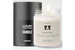Border Collie Gifts - Luxury Soy Wax Candle - Vanilla, Jasmine, Sugared Almond - Makester