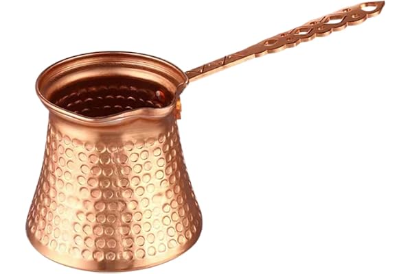 Arabisk kaffekanna – 4,72 x 3,54 x 3,15 tum metallpanna, klassisk bryggare, långt handtag bred muntillverkare för turkiskt kaffe, arabisk dryck