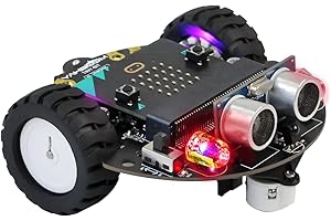 Yahboom Stem Education Toy Car Kit Microbit V2 Start Robotic for Kids DIY Programmable with Tutorial Super Cost-Effective (Robot with BBC Micro:bit V2)