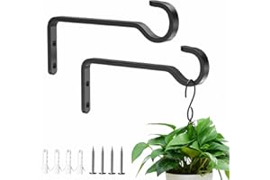saffruff 2 Pack 15cm Plant Hooks for Hanging Baskets – Black Metal Wall Brackets for Indoor & Outdoor Use, Hanging Plants, Bird Feeders, Wind Chimes, and Bird Houses
