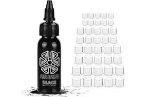 ATOMUS Tattoo Ink Black 30ml Tattoo Supply Pigment Natural Plant Pigment Permanent Makeup Tattoos Pigment with 10pcs S M L XL Pigment Ink Cups