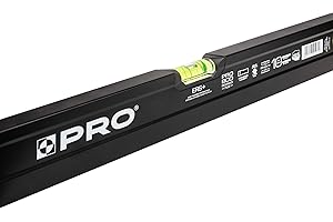 PRO800 Nivel de burbuja 150cm fresado en un lado con perfil ergonómico - ERS+ (Easy Reading System) Nivel de precisión con tapones antichoque - Color Negro