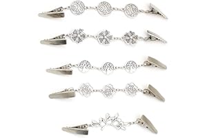 PTJJXA 5 Piezas Clips para Suéter Vintage, Plata Cardigan Clip para Niñas y Mujeres, 5 Estilos Broche de Camisa Clip, Clips de Chal para Blusa Bufanda Chaqueta Vestido