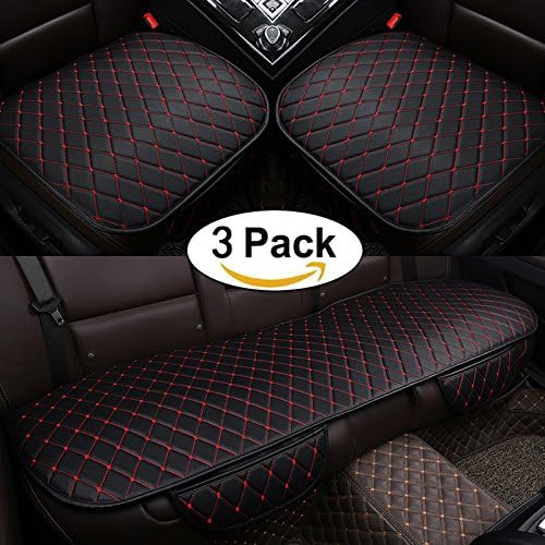 Car Seat Cushion, 2PC Front Car Seat Pad + 1PC Rear Car Seat Cover, Universal Four Season Car Interior Seat Cover, Breathable PU Leather Seat Cover, Protector Auto Chair Cushion
