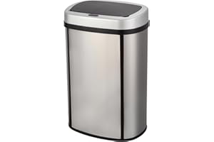 KITCHEN MOVE Poubelle de cuisine automatique 58L MAJESTIC SILVER grande capacité en INOX brossé avec cerclage