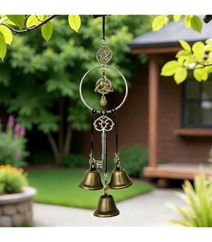 Cloches De Sorcière Fer – Carillon Éolien Protection 3 Clochettes 40 Cm – Décoration Mystique Maison & Porte