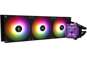 TR -FW PRO 360 ARGB schwarzer CPU-Wasserkühler, 3 PWM-Lüfter, Wasserkühlungssystem mit 2000 PRM, für AM5 und Intel LGA1851/1700, magnetischer, abnehmbarer LCD-Bildschirm mit 320 x 320 Auflösung, 6,9