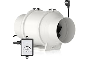 HG Power 125 mm justerbar frånluftsfläkt, rörfläkt med fläkt hastighetsregulator energibesparing tyst kanalfläkt badrumsfläkt