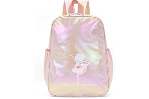 MTBRICEY Bolsa de Ballet Láser Bolsa de Baile de Princesa Bolso de Hombro de Bailarina Rosa Bolsa de Escuela para Niños Mochila de Almacenamiento de Ropa Baile de Zapatos para Uso Diario Baile Deportes Viajes