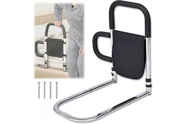 Barrière de lit pour Personnes âgées et Adultes,Avec 2 Accoudoirs Et Un Sac De Rangement,En Acier Inoxydable Amélioré,Sûr Et Stable,Convient Aux Femmes Enceintes,Aux Enfants,Aux Personnes,Etc.
